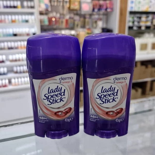 مام صابونی لیدی اسپید استیک اصل امگا 3 ضد تعریق 48 ساعته 45 گرم | lady Speed Stick derma omega 3 anti-perspirant 48H 45gr